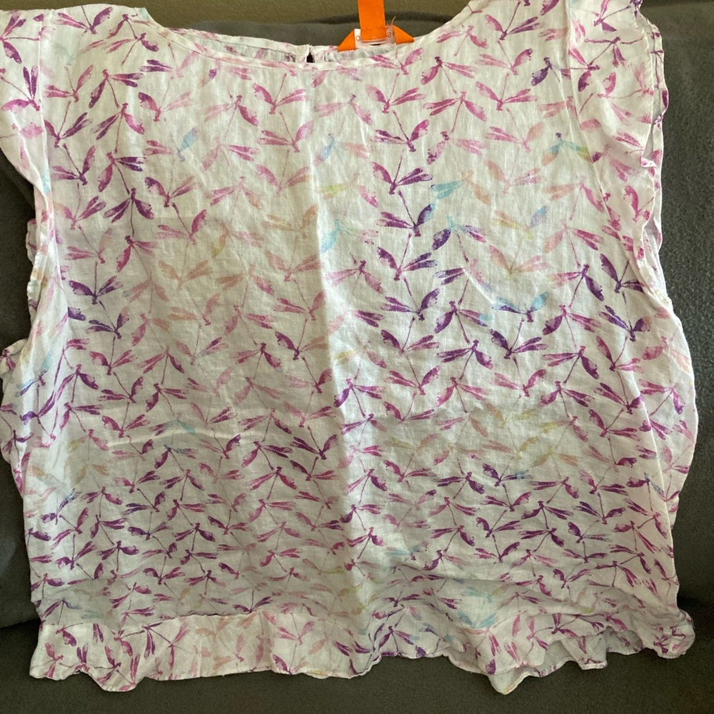 Linen dragonfly top